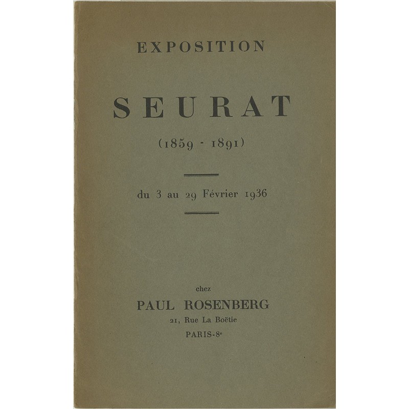 Catalogue pour l'exposition de Seurat, galerie Paul Rosenberg, 1936
