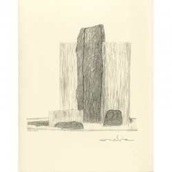 lithographie originale de Takashi Nahara "Water cutting stones", 1986