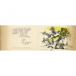 lithographie de Luc Simon, imprimée par Mourlot, pour sa carte de vœux de l'année 1959, numérotée et signée au crayon