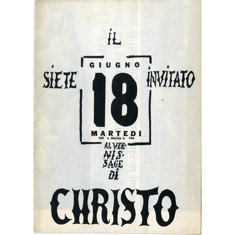 Invitation vernissage/manifeste/catalogue de l’exposition Christo, Galleria Apollinaire, 1963, plié en 8