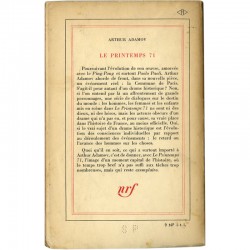 Exemplaire en service de presse du livre d'Arthur Adamov "Le Printemps 71", 1961