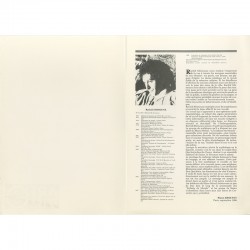 chemise cartonnée avec la biographie de Rachid Khimoune ainsi qu'un texte sur l'artiste par Pierre Restany de 1986
