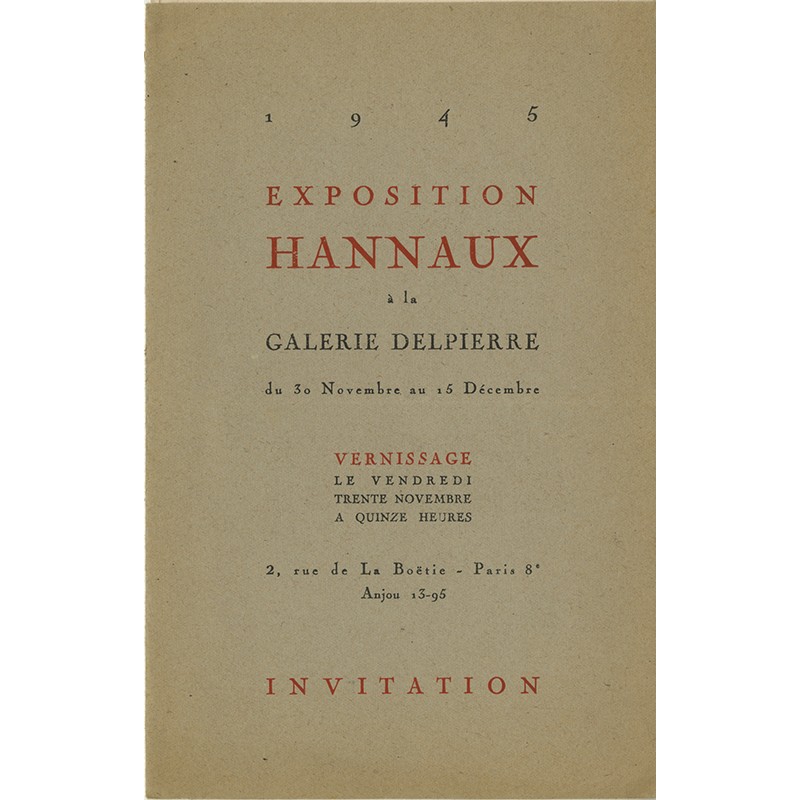 exposition de Paul Hannaux, galerie Delpierre, 1945