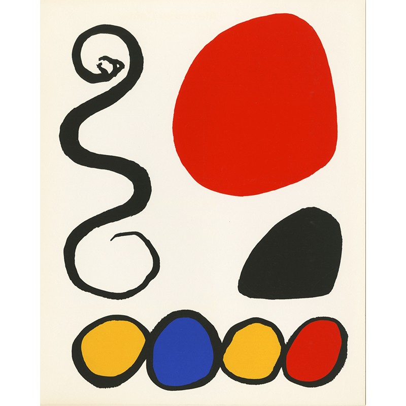 lithographie  d'Alexander Calder pour l'invitation de la galerie Denise René et Hans Mayer, Düsseldorf, 1974