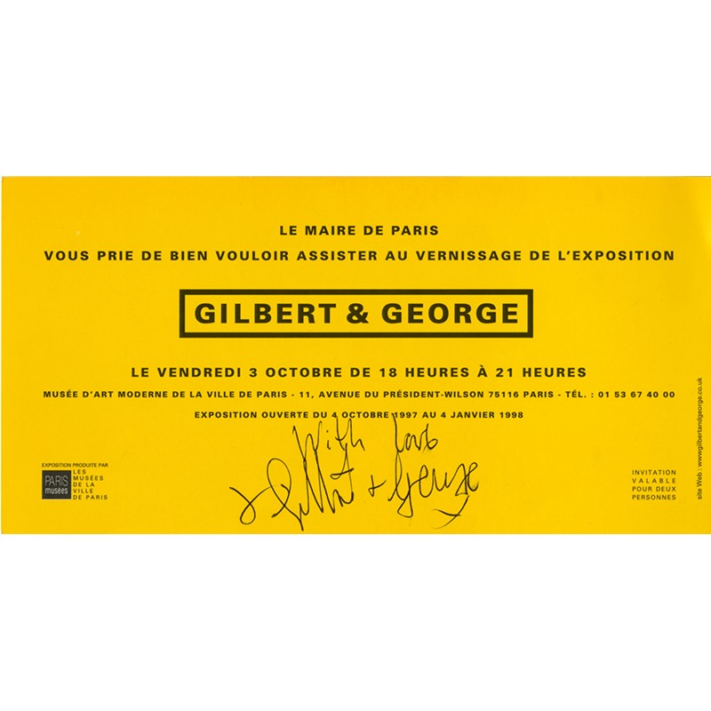 carton d'invitation de l'exposition Gilbert & George Musée d'art moderne de la ville de Paris, 1997
