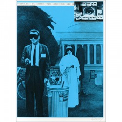 Sérigraphie originale "Masques" de Jacques Monory extraite du livre "USA 76. Bicentenaire Kit" de Michel Butor et Jacques Monory
