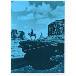 Sérigraphie originale "Rocher" de Jacques Monory extraite du livre "USA 76. Bicentenaire Kit" de Michel Butor et Jacques Monory