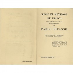 bulletin de souscription pour l'ouvrage "Songe et mensonge" de Franco" textes et eaux-fortes de Picasso