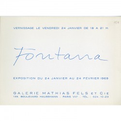 carton d'invitation pour le vernissage de l'exposition de Lucio Fontana à la galerie Mathias Fils et Cie, en janvier 1969