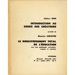 Isidore Isou, Introduction au cours des créateurs, Lettrisme, 1971