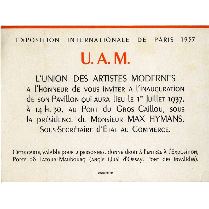 Union des Artistes Modernes (U.A.M), Exposition universelle, 1937