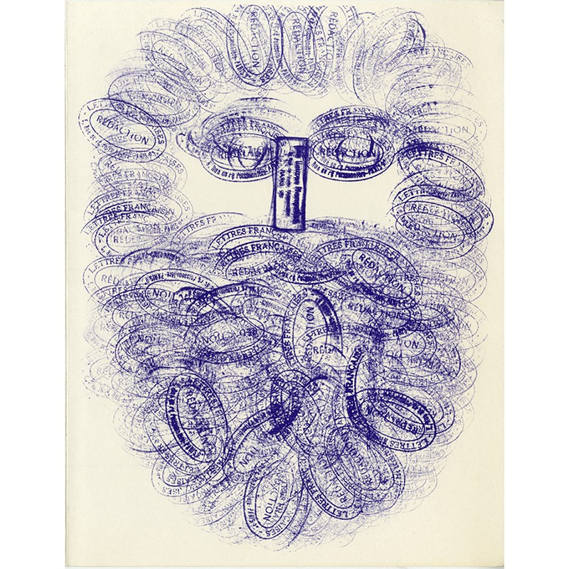 César, dessin avec tampons pour les Lettres françaises, 1966
