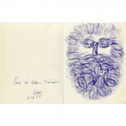 dessin avec tampons de César, du 2 décembre 1965, carte de vœux des Lettres françaises de l'année 1966