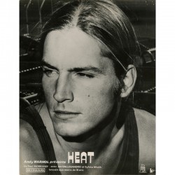 2 photos annonçant le film HEAT de Paul Morrissey, avec Joe Dallesandro et Sylvia Miles, produit par Andy Warhol
