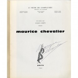 exemplaire signé par Maurice chevalier du programme de son spectacle au théâtre des Champs Elysées en 1963