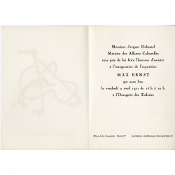 Carton d'invitation pour l'inauguration de l'exposition de Max Ernst à l'Orangerie des Tuileries, avril 1971