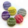 Lot de 6 badges "portraits" d'Agnès Thurnauer