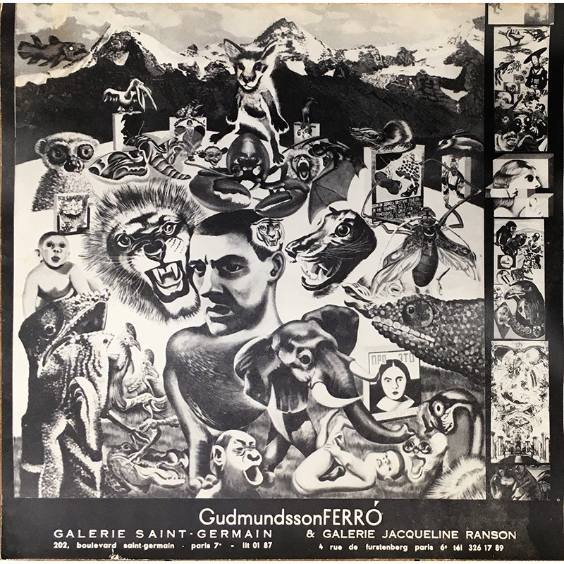 Affiche tenant lieu de catalogue pour deux expositions d'Erró, 1965