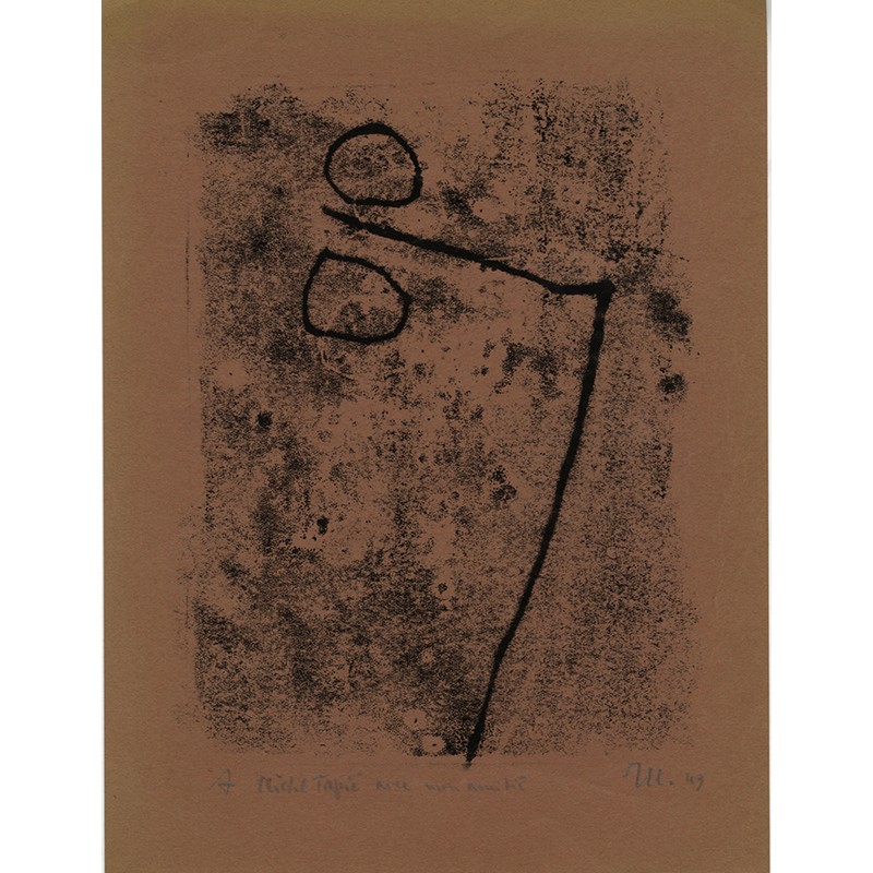 empreinte d'ardoise de Raoul Ubac avec envoi au crayon à Michel Tapié, 1949
