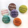 Lot de 6 badges "portraits" d'Agnès Thurnauer