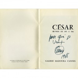 amusante dédicace de César sur le catalogue de la galerie Madoura, 1966
