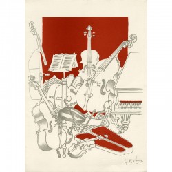 lithographie de George Rohner pour la carte de vœux de la galerie Framond en 1969