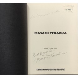 dédicace et signature au crayon de Masami Teraoka à Françoise Viatte, 1990