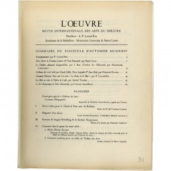 L'œuvre, revue de théâtre, fascicule de l'automne 1924