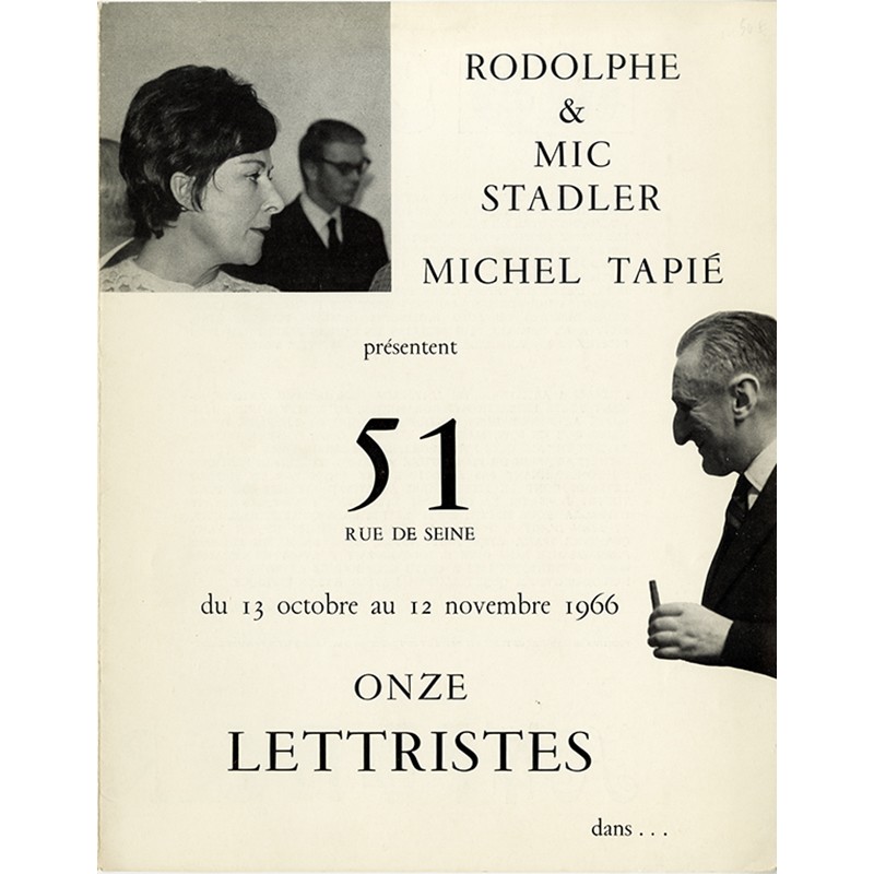 Onze lettristes, présentés par Michel Tapié, galerie de Rodolphe et Mic Stadler, 1966