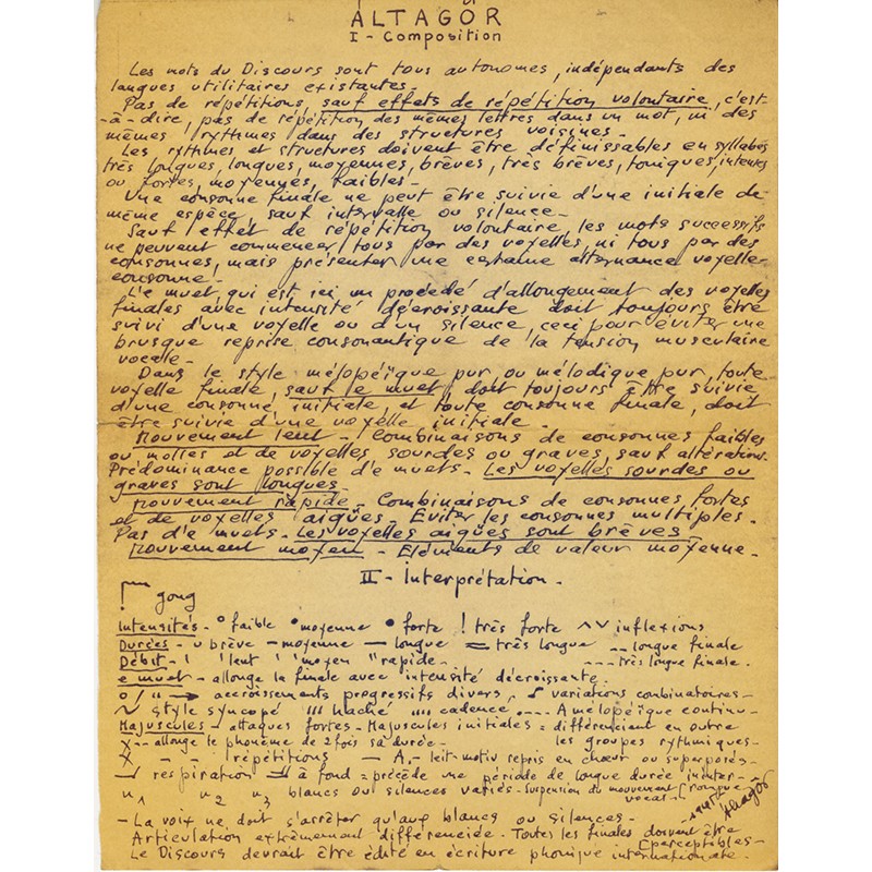 tract manuscrit André Vernier, dit "Àltagõr", reproduit en ronéotypie