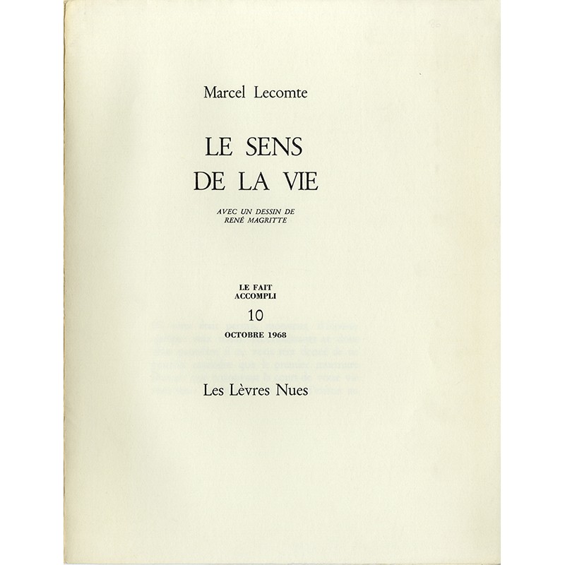 Magritte, Lecomte, Le sens de la vie, n°10, Les Lèvres Nues, 1968