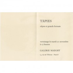 carton d'invitation pour le vernissage d'Antoni Tàpies à la galerie Maeght, à Paris en 1972