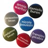 Warhol,Picabia,Poussin,Buren,Beuys,Lacan,Broodthaers : lot de 7 badges "portraits" d'Agnès Thurnauer