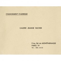carte de visite de Jeanne Bucher pour son changement d'adresse en 1936