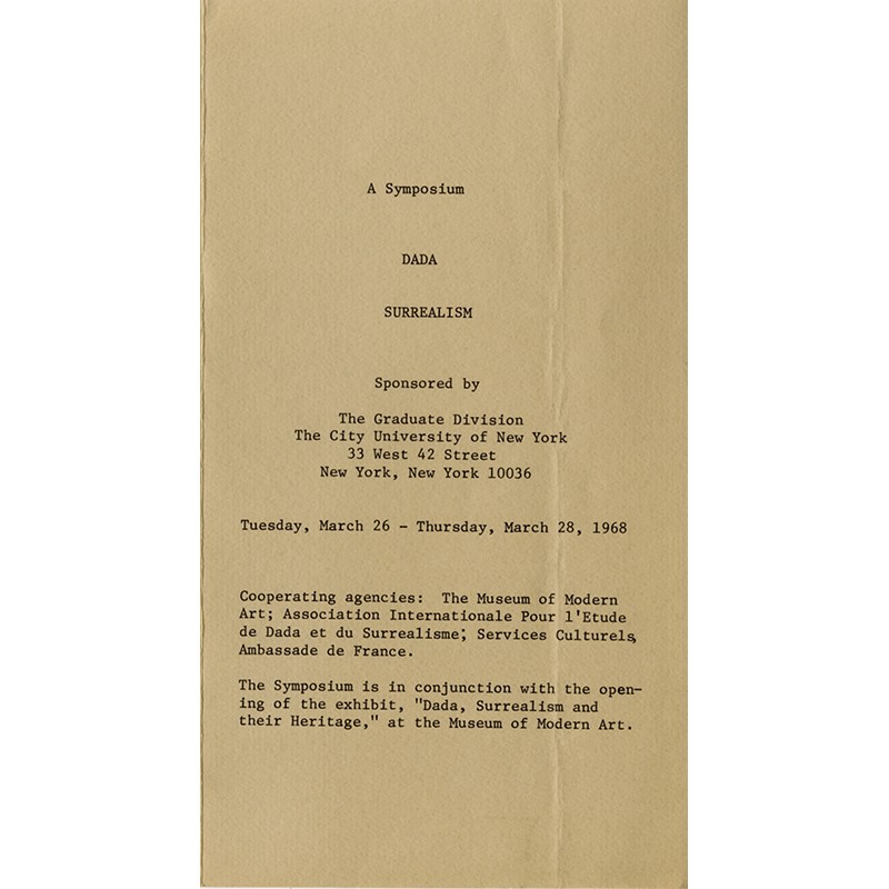 Symposium Dada Surréalisme, New York, 1968