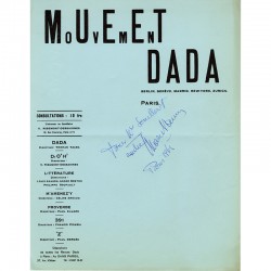 papier à lettre du Mouvement Dada avec message manuscrit de Marcel Janco, 1965