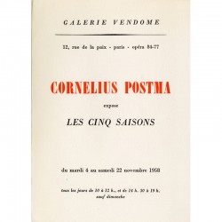 l'invitation pour l'exposition "Les cinq saisons" de Cornelius Postma, 1958