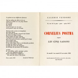 Jacques Prévert, poème sur le peintre Cornelius Postma, 1958