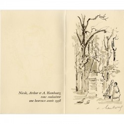 carte de vœux en lithographie d'André Hambourg signée au crayon, 1958