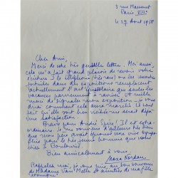 Correspondance envoyée à Joseph Van Melle par Maxa Nordau, 1958